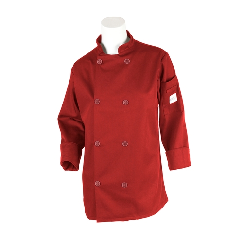 Mercer Culinary M60020RDL Millenia Series Red Long Sleeve Women's Chef Coat - L