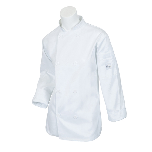 Mercer Culinary M60020WHL Millenia Series White Long Sleeve Women's Chef Coat - L