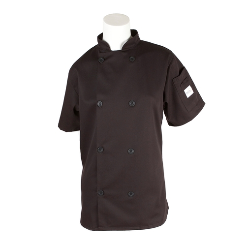 Mercer Culinary M60023BK1X Millenia Series Black Short Sleeve Women's Chef Coat - XL