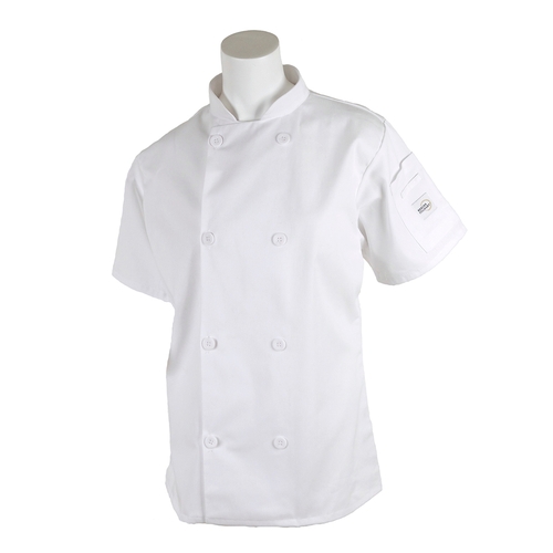 Mercer Culinary M60023WHXXS Millenia Series White Short Sleeve Women's Chef Coat - XXS