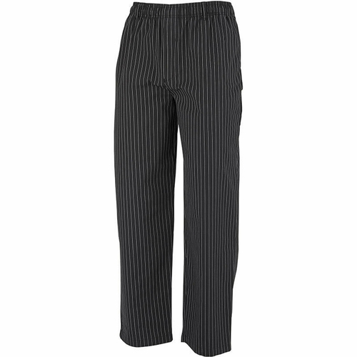 Mercer Culinary M60030BFPXS Millennia Unisex Black Fine Pinstripe Cook's Pants - XS