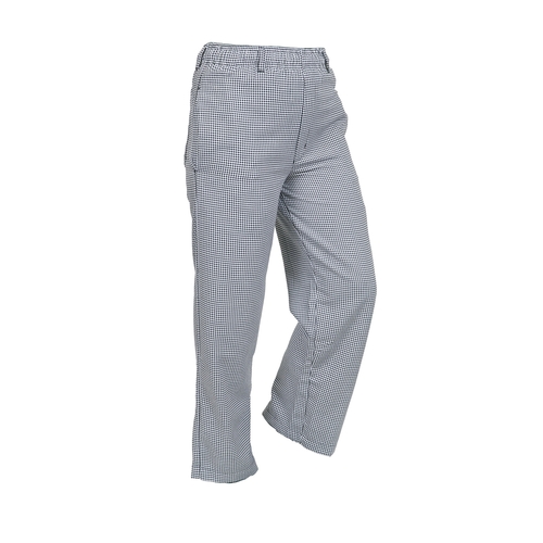 Mercer Culinary M60030HTL Millennia Unisex White Hounds Tooth Cook's Pants - L