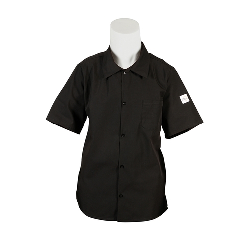 Mercer Culinary M60200BKXS Millenia Series Black Unisex Chef Shirt w/ Mesh Back - XS