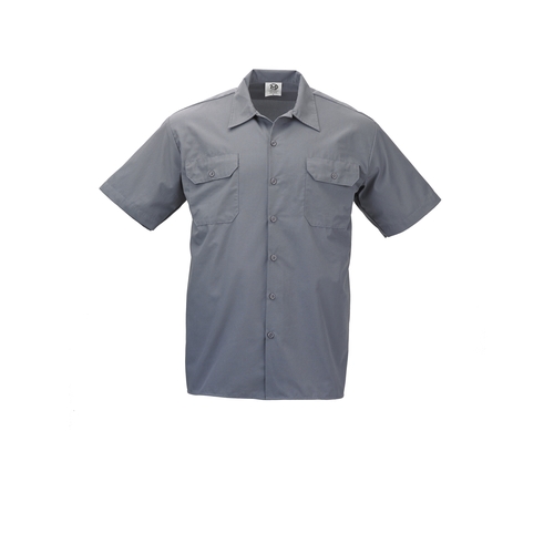 Mercer Culinary M60250GYXS Metro Edge Series Gray Unisex Work Shirt w/ Mesh Back - XS