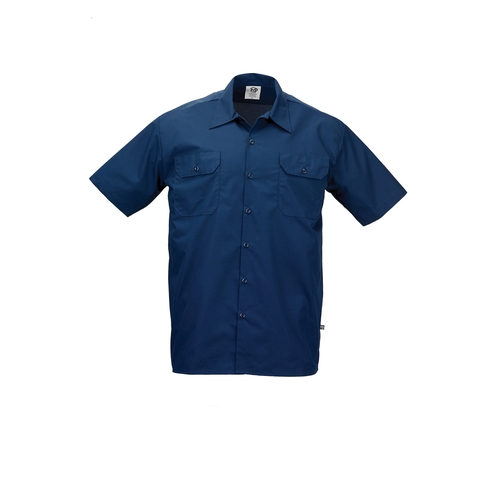 Mercer Culinary M60250NBXS Metro Edge Navy Blue Unisex Work Shirt w/ Mesh Back - XS