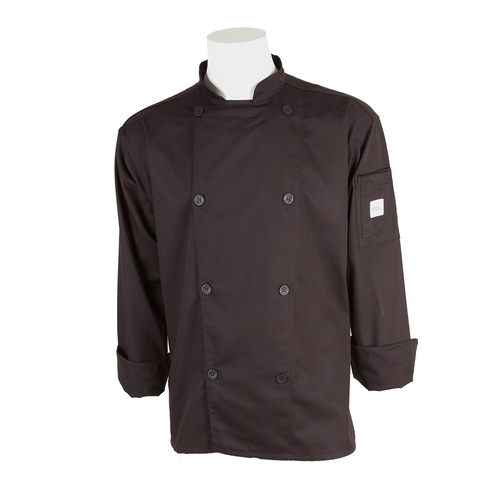 Mercer Culinary M61010BKXS Genesis Unisex Black Long Sleeve Chef Jacket - XS