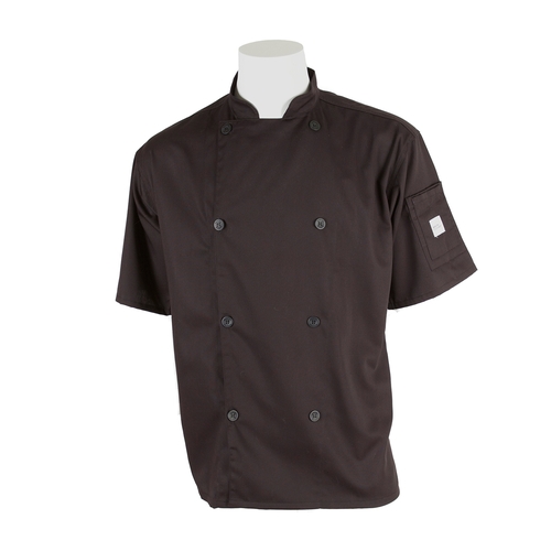 Mercer Culinary M61012BKXS Genesis Unisex Black Short Sleeve Chef Jacket - XS