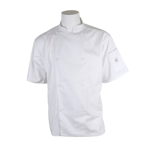 Mercer Culinary M61012WHXS Genesis Unisex White Short Sleeve Chef Jacket - XS