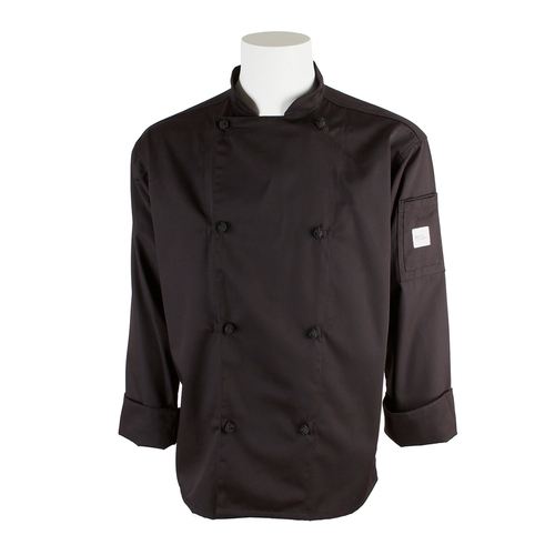 Mercer Culinary M61020BKXS Genesis Unisex Black Long Sleeve Chef Jacket - XS