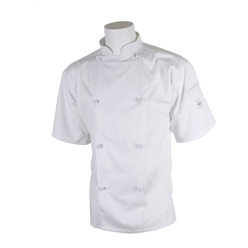 Mercer Culinary M61022WHXS Genesis Unisex White Short Sleeve Chef Jacket - XS