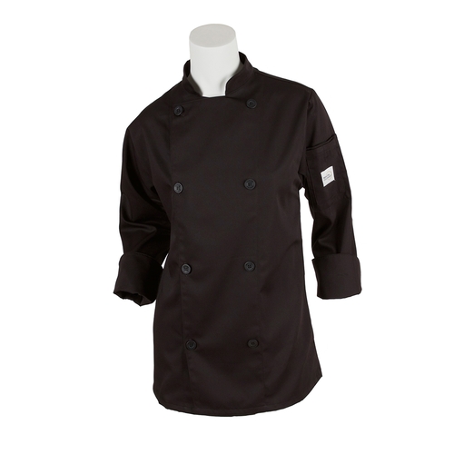 Mercer Culinary M61030BKXS Genesis Women's Black Long Sleeve Chef Jacket - XS