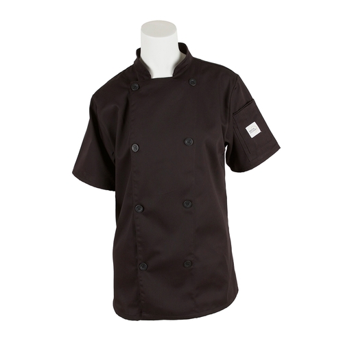 Mercer Culinary M61032BK1X Genesis Women's Black Short Sleeve Chef Jacket - XL