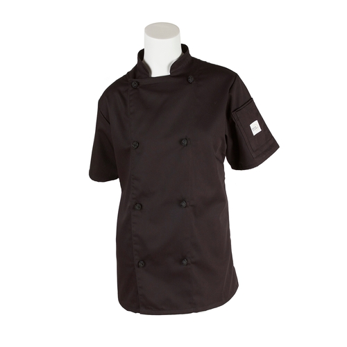 Mercer Culinary M61042BK1X Genesis Women's Black Short Sleeve Chef Jacket - XL