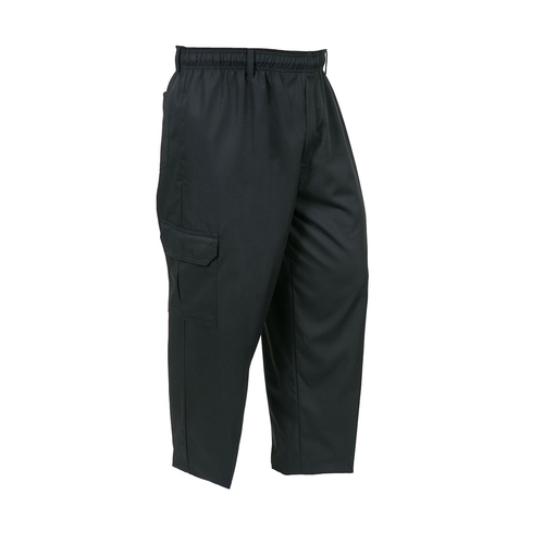 Mercer Culinary M61090BK4X Genesis Unisex Black Cargo Pants w/ Elastic Waist - 4XL