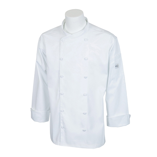 Mercer Culinary M62010WHXS Renaissance Men's White Long Sleeve Chef Jacket - XS