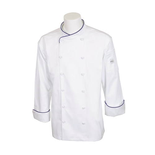 Mercer Culinary M62020WRBXS Renaissance Men's White Long Sleeve Chef Jacket - XS