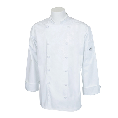 Mercer Culinary M62030WHXS Renaissance Men's White Long Sleeve Chef Jacket - XS