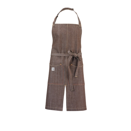 Mercer Culinary M63203BRN Metro Edge Brown Denim Apron Split Front w/ 2 Large Pockets