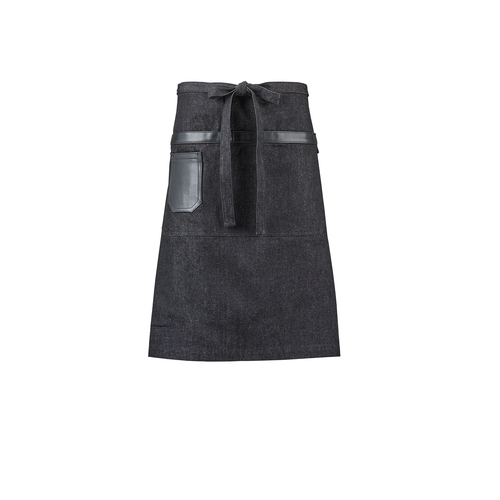 Mercer Culinary M63204BKD Metro Edge Black Cotton Denim Mid-Bistro Apron