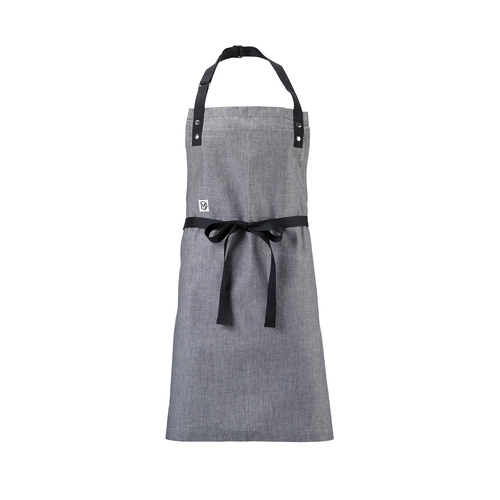 Mercer Culinary M63205GRY Metro Edge Light Gray Cotton Chambray Bib Apron w/ 40" Ties