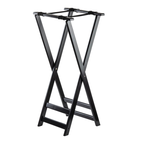 TableCraft 11520 Black Rubberwood 18" x 17" Tray Stand