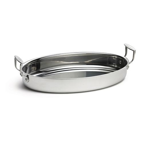 TableCraft CW2044 5.5 qt. Stainless Steel Tri-Ply Oval Pan Server w/ 2 Handles