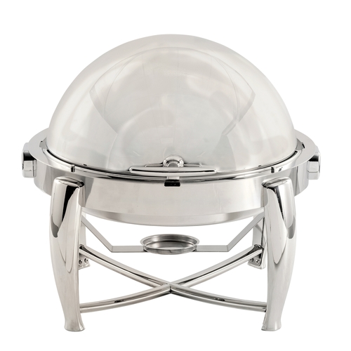 TableCraft 12186 6 Qt. Dripless Round Stainless Steel Chafer Dish w/ Roll Top