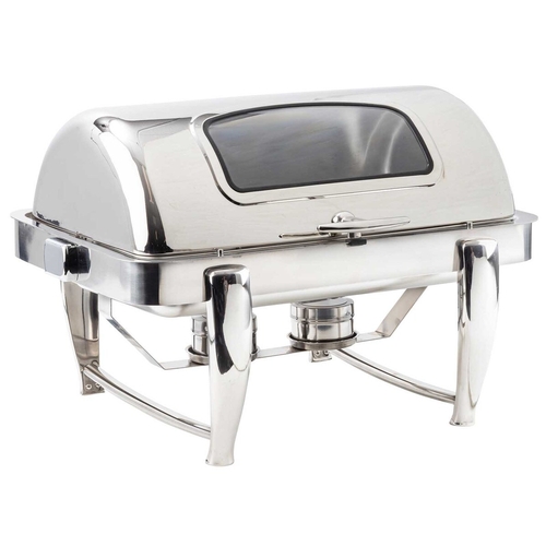 TableCraft 12189 9 Qt. Dripless Stainless Steel Chafer Dish w/ Roll Top