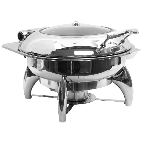 TableCraft CW40177 6 Qt. Fuel Round Chafer Dish w/ 2-1/2" Steam Pan & Stand