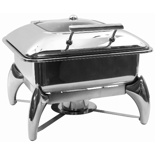 TableCraft CW40176 6 Qt. Fuel Round Chafer Dish w/ Slow-Closing Hinged Cover