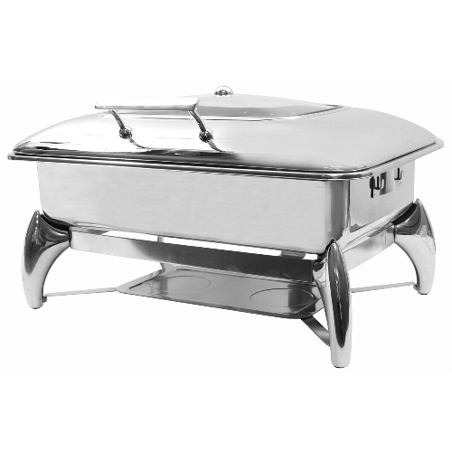 TableCraft CW40175 9 Qt. Fuel Round Chafer Dish w/ Slow-Closing Hinged Cover