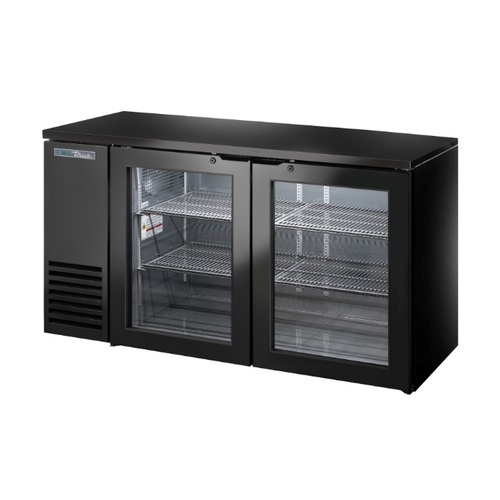 True TBB24-60-2G-Z1-BST-B-1 60" Two Section Glass Door Back Bar Cooler 