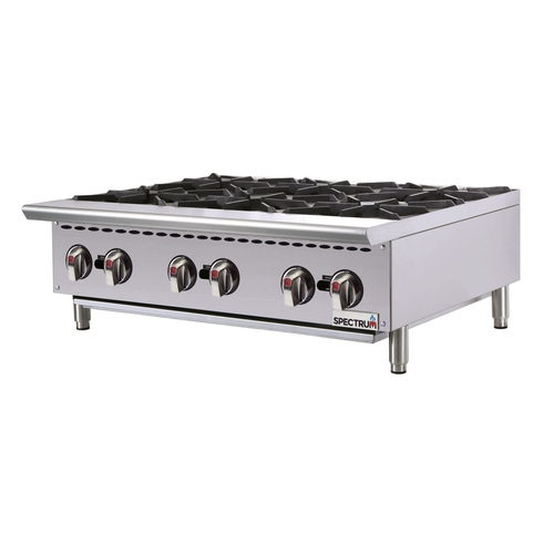 Winco NGHP-6 Spectrum™ Countertop Natural Gas 36" Hotplate w/ 6 Burners