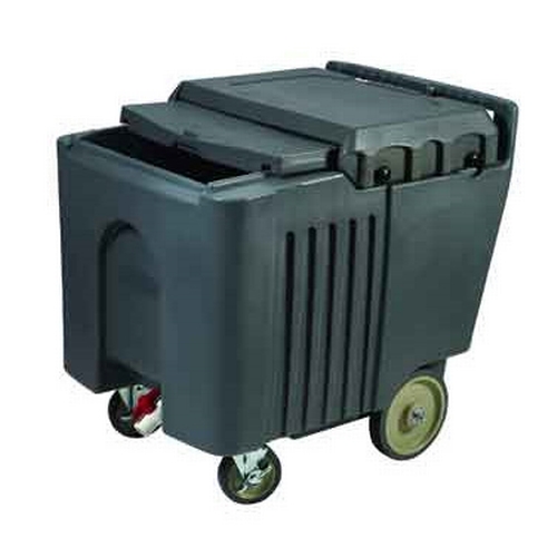 Winco IIC-29 Mobile 125 lb. Gray Ice Caddy w. Sliding Cover & Casters