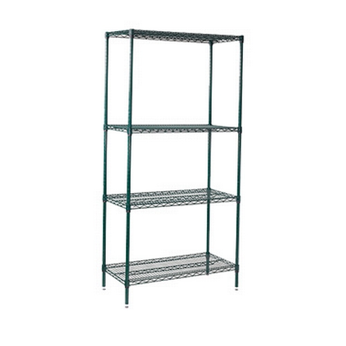 Winco VEXS-1836 Epoxy Coated 4-Tier 18" x 36" Wire Shelving Set