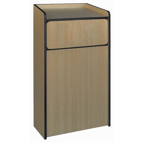 Winco WR-35 Natural Wood Indoor Waste Receptacle w/ Tray Top Design