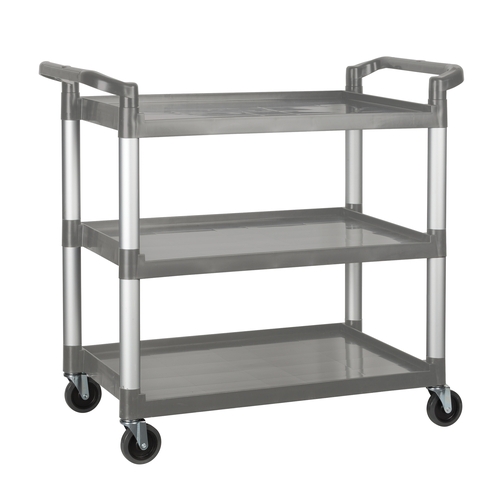 Winco UC-3019G Gray Plastic 3-Tier 19.5" x 40.75" Utility Cart