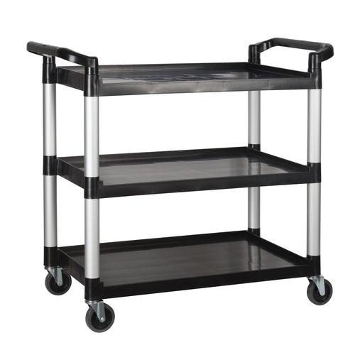 Winco UC-3019K Black Plastic 3-Tier 19.5" x 40.75" Utility Cart