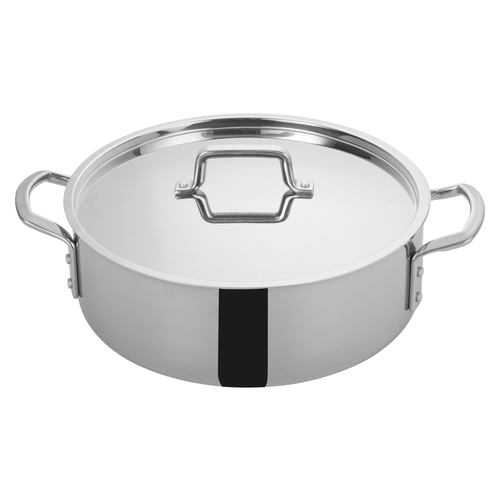 Winco TGBZ-12 Tri-Gen Induction-Ready 12 qt. Brazier Pan w/ Cover