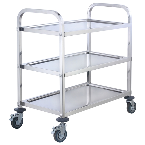 Winco SUC-40 Stainless Steel 3-Tier 33" x 17" Utility Trolley