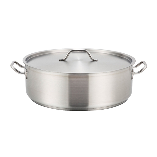 Winco SSLB-25 Premium Induction-Ready 25 qt. Brazier Pan w/ Cover