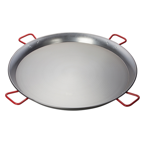 Winco CSPP-35 Polished Carbon Steel 35.5" Dia. Paella Pan w/ (4) Handles