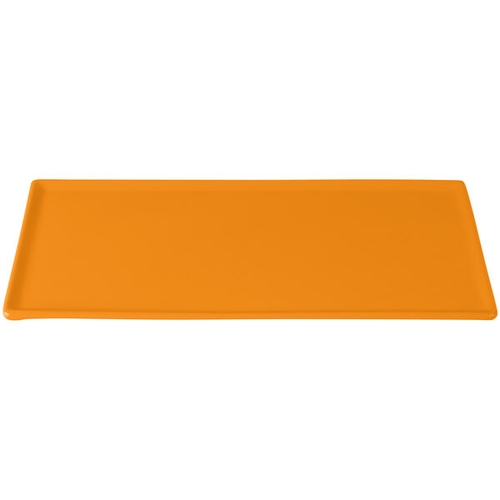 TableCraft CW2106X Rectangular Cast Aluminum 13.25" x 6.75" Platter - Orange