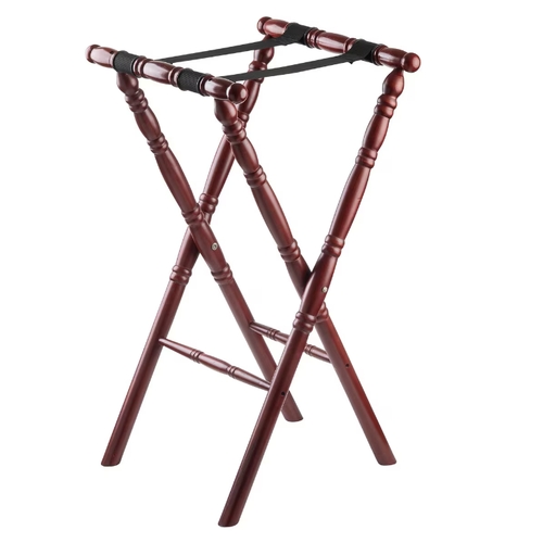 TableCraft 31 Mahogany Finish 18" x 17" Tray Stand w/ Spindle Design