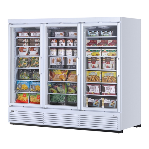 Turbo Air TJMF-85SDW(B)-N 97.5" Wide Three Section Glass Door Merchandiser Freezer