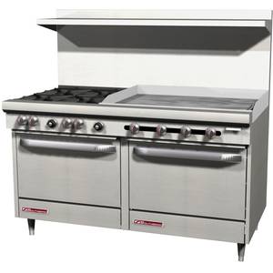 Southbend S60AD-3TR S-Series Gas 4 Burner Restaurant Range w/ 36" Right Griddle