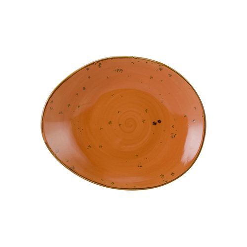 Tuxton China Inc GGC-651 TuxTrendz© Coral Ceramic 10" Ellipse Plate - 1 Dozen