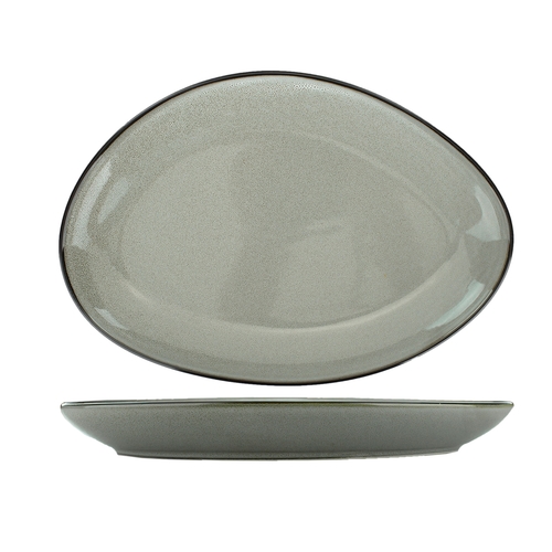 International Tableware, Inc LU-118-AS Luna 11-1/2" x 8" Ash Stoneware Oval Platter - 1 Doz