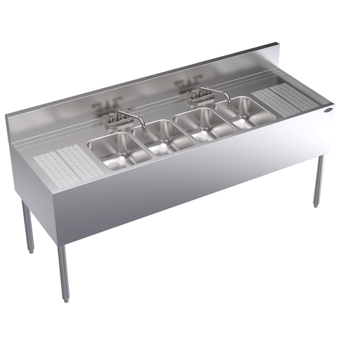 Krowne KR24-64C Royal Series 72" Wide Four Compartment Underbar Sink
