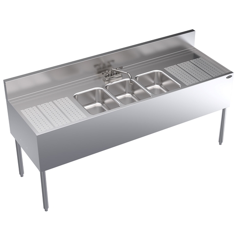 Krowne KR24-63C Royal Series 72" Wide Three Compartment Underbar Sink
